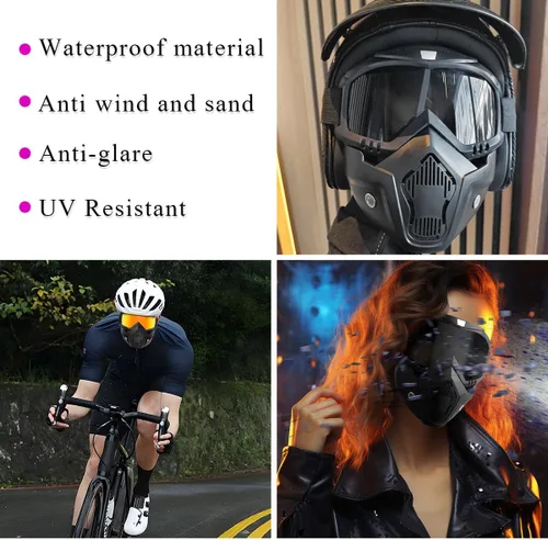 Miniatura 6 de DXNQ Gafas de motocross a prueba de polvo, gafas para casco de motocicleta, ATV anti-UV, máscara facial para jóvenes, hombres y mujeres (coloridos)