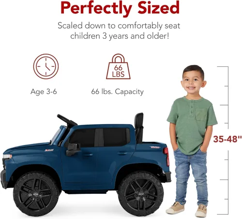 Miniatura 4 de Best Choice Products Camioneta Chevrolet Silverado con licencia de 12 V para montar, juguete de auto eléctrico con control remoto para padres, Azul