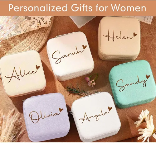 Miniatura 3 de DayOfShe Joyero personalizado con nombre, relleno de calcetines de Navidad para mujeres, adolescentes, niñas, regalo personalizado de viaje, joyero