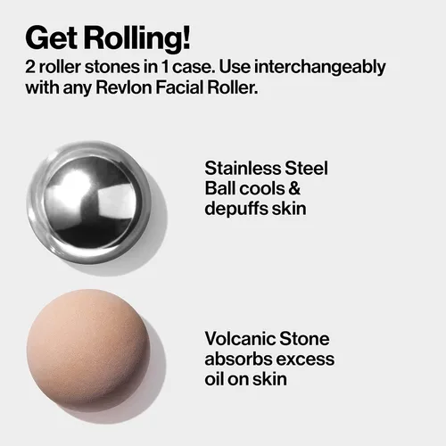 Miniatura 3 de Revlon - Paquete de recambio para el rodillo facial absorbente y refrescante, con piedras volcánicas y de acero inoxidable en una funda