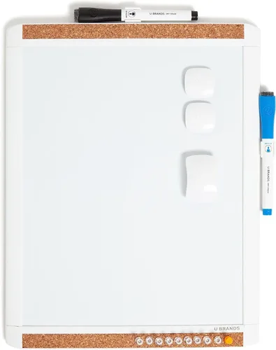 Miniatura 9 de U Brands Contempo Pizarra magnética de borrado en seco, pizarra blanca, 11 x 14 pulgadas, marco azul moderno, incluye imán y marcador