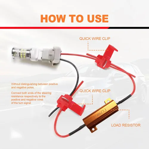 Miniatura 5 de 4 resistencias de carga de 50 W y 6 ohmios, arregla bombilla LED rápido Hyper Flash, código de error de parpadeo de señal de giro, adaptador