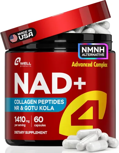 Suplemento NAD Plus de 1400 mg - Suplemento alternativo NMNH apoya el complejo de envejecimiento saludable con ribósido de nicotinamida y Gotu Kola,
