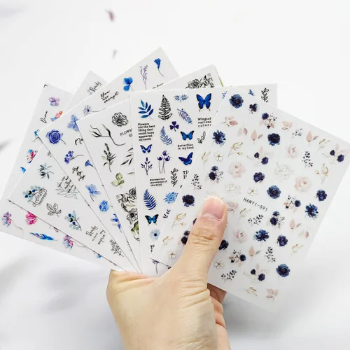 Miniatura 6 de Calcomanías de arte de uñas de flores, calcomanías de uñas de mariposa con encanto, calcomanías de uñas de primavera y verano, calcomanías de uñas