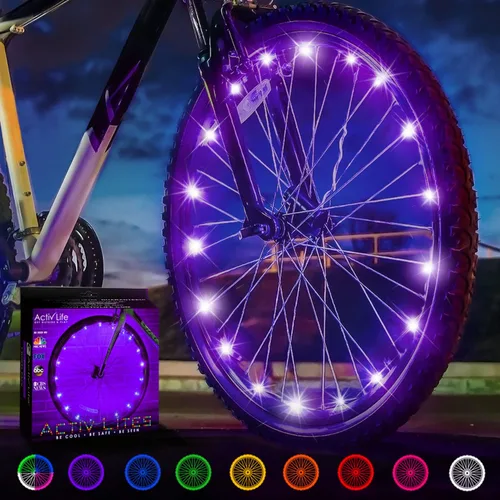 Miniatura 11 de Activ Life Luces LED para rueda de bicicleta con pilas incluidas. Obtén 100% más brillantes y visibles desde todos los ángulos para la máxima
