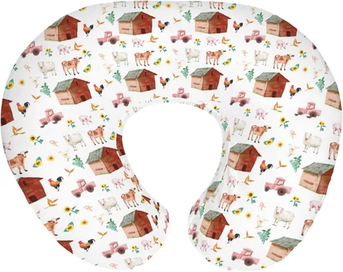 Miniatura 14 de Lindas fundas de almohada de lactancia de animales de granja para niños y niñas, vaca, gallo, cabra, pato, cerdo, funda de almohada de lactancia