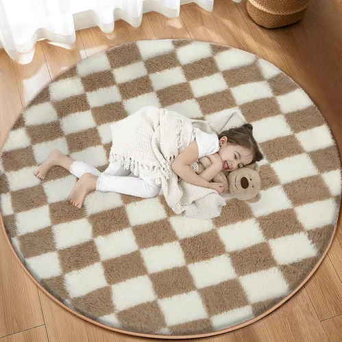 Miniatura 23 de Alfombra de área súper suave en blanco y negro, de 5 x 7 pies, alfombra clásica a cuadros de pelo alto mullida para dormitorio, sala de estar, Negro