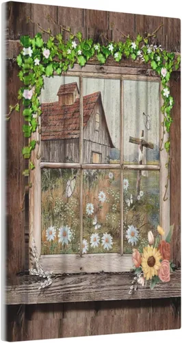 Miniatura 109 de Placa Cubierta de Interruptor de Luz de Palanca Individual con Diseño de Flor Botánica en Tablero de Madera Rústico Estilo Granja - Placa de Pared