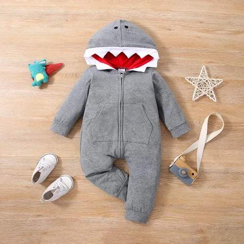 Miniatura 3 de Infant Newborn Baby Boys Girls Dinosaur Shark Long Sleeve Hoodie Romper Onesies Jumpsuit Outfits