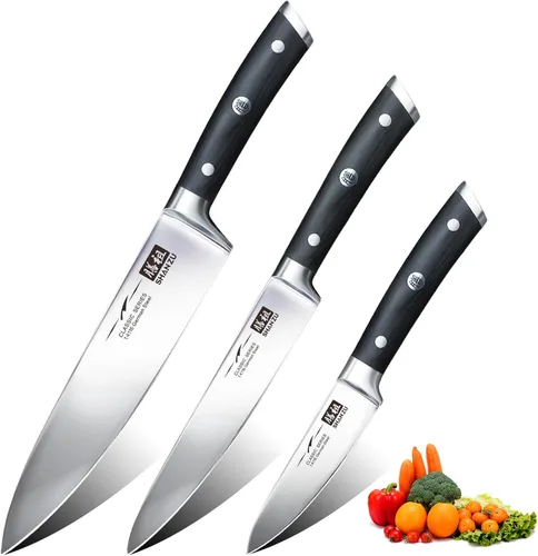 Miniatura 11 de SHAN ZU Cuchillo de rebanar de 12 pulgadas - Cuchillo profesional alemán para rebanar y trinchar carne de pecho, hoja de acero inoxidable 1.4116