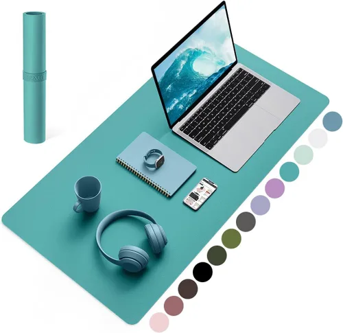 Miniatura 27 de YSAGi Almohadilla de escritorio de piel antideslizante, tapete impermeable para teclado de computadora portátil, protector de mesa y alfombrilla