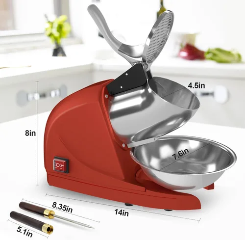 Miniatura 6 de Máquina de Hielo Raspado 380w Máquina de Cono de Nieve 3 Cuchillas de Acero Inoxidable Afeitadora de Hielo Eléctrica Trituradora de Hielo 127kg/hora