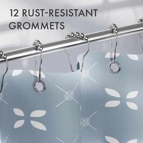 Miniatura 52 de AmazerBath Cortina de ducha floral, juego de cortinas de ducha lavables de tela con 12 ganchos para cortina de ducha, cortinas de ducha de tela C