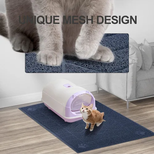 Miniatura 6 de Tapete de Arena para Gatos, Tapete Atrapa Arena Suave para las Patas de Gatitos, Tapete para Caja de Arena de Gatitos de 47" x 35" para Suelos más