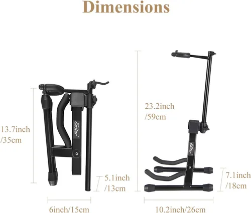 Miniatura 6 de Eastar Soporte para violín con lazos, soporte para guitarra acústica bajo, mandolina, banjo, soporte portátil y ajustable negro, fácil de instalar