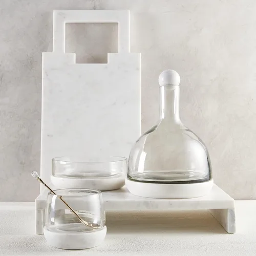 Miniatura 3 de Santa Barbara Design Studio Jarra de vino de vidrio y mármol de azúcar de mesa, 42 onzas, color blanco