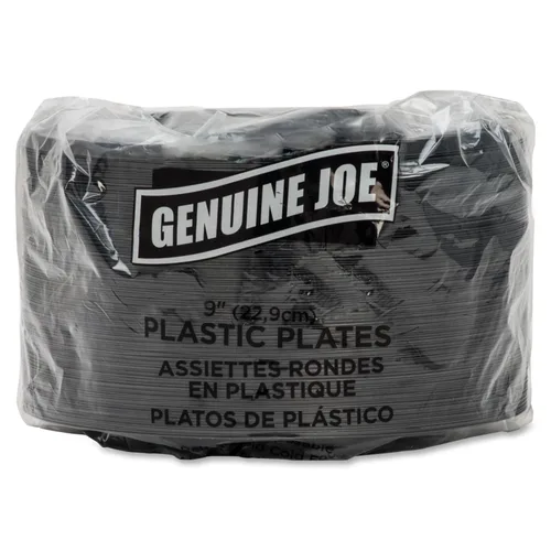 Miniatura 6 de Genuine Joe GJO10429 - Plato redondo de plástico de 9 pulgadas de diámetro, 125 unidades, color negro