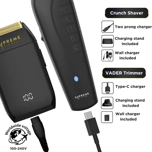 Miniatura 4 de Supreme Trimmer Vader Trimmer & Crunch Foil Shaver Kit de corte de pelo para barbería profesional DLC T-Blade Recortadora de barba ST3778 & STF602