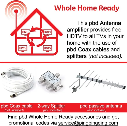 Miniatura 7 de PBD HDTV Preamplificador, amplificador de antena de TV, amplificador de señal digital HD VHF UHF, con filtro 4G 5G LTE, amplificador de señal