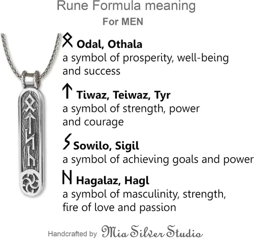 Miniatura 12 de Viking Rune Formula Pendant Necklace for Men Women - 925 Sterling Silver - Norse Nordic Celtic Jewelry - Runes Protection Amulet - Matching