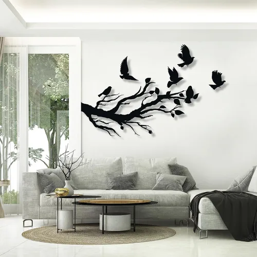 Miniatura 2 de Decoración de pared de metal, letrero de pájaros, arte de pared de sala de estar, arte de pared de pájaros de metal, pájaros en rama, colgantes