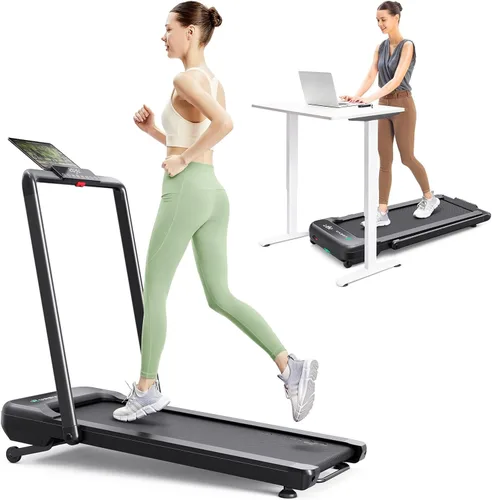 Miniatura 9 de UREVO Smart Treadmill with 9% Incline, 3-in-1 Foldable Treadmill with Handle for Home/Office Fitness, Runner-Focused Design, 6 HIIT Programs & Auto