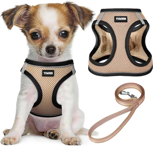 Miniatura 15 de YIMEIS Juego de arnés y correa para perro, arnés de malla suave sin tirones, chaleco reflectante ajustable para cachorros para perros pequeños