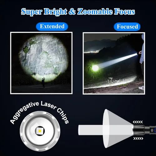 Miniatura 2 de Linternas magnéticas recargables de alto lúmenes, 2 paquetes, 990,000 L de lúmenes altos, luz LED táctica súper brillante de mano con 5 modos, USB