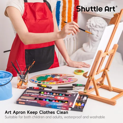 Miniatura 7 de Shuttle Art - Juego de 66 pinturas acrílicas, juego de pintura acrílica de 30 colores, caballete de madera, lienzo de pintura, pinceles de pintura