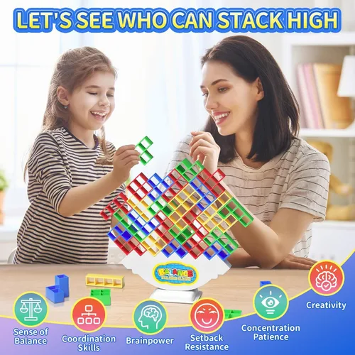 Miniatura 3 de Ziogogco 48 piezas de juguetes de juego, juego de bloques de equilibrio para apilar, perfecto para familia, fiestas, viajes, regalos para niños