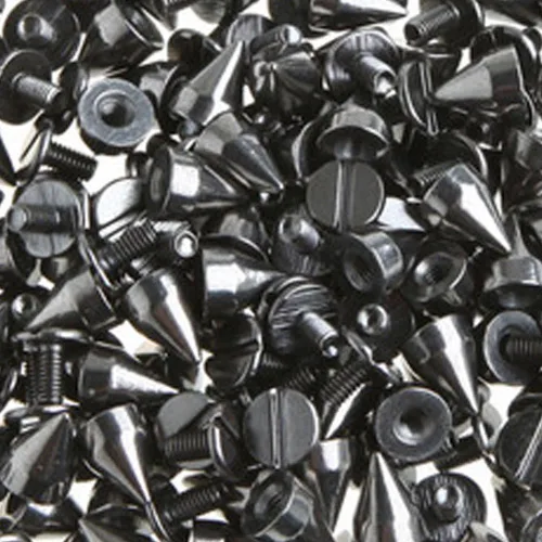 Miniatura 2 de RUBYCA 30 juegos de 0.354 in color negro plomizo bala cono de espiga de metal tornillo trasero DIY cuero-artesanía