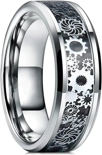 THJEW Anillo de carburo de tungsteno para hombre de 0.315 in (0.315 in), anillo de carburo de tungsteno, punk, gótico, motociclista, cóctel, fiesta,