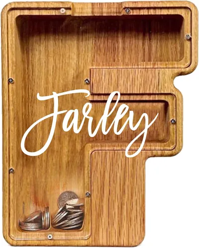 Miniatura 29 de Alcancía de madera grande personalizada, 7.5 pulgadas, con ventana acrílica fácil de abrir, caja de ahorro de dinero inicial para niños y niñas
