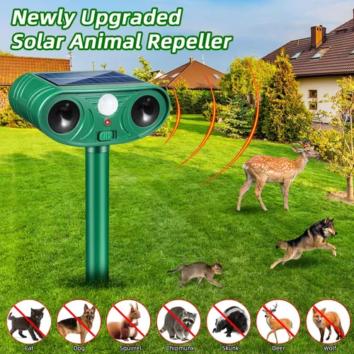 Miniatura 6 de Repelente solar ultrasónico de animales mejorado 2026 activado por movimiento, disuasorio para gatos al aire libre con frecuencia ajustable