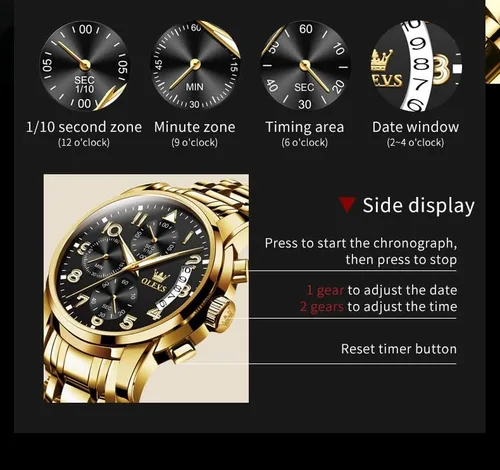 Miniatura 7 de OLEVS Mens Watches Big Face Watches Stainless Steel Waterproof Date Analog Quartz Watches Fashion Business Chronograph Wrist Watches for Men