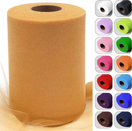 Miniatura 50 de Rollos de tela de tul verde ácido de 6 pulgadas por 100 yardas (300 pies) Cinta de tul para tutú, falda, envoltorio de regalo, decoración de boda