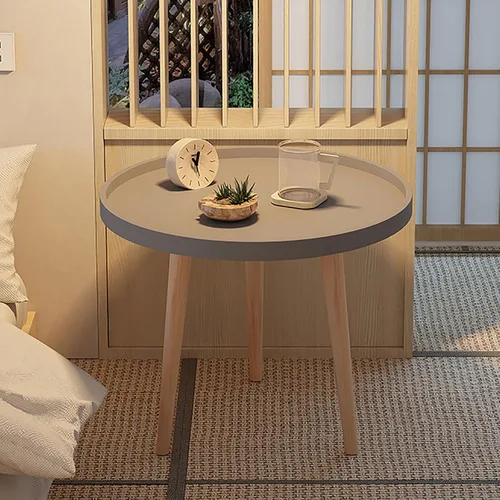 Miniatura 13 de Mesa auxiliar redonda, bandeja para mesita de noche, mesa auxiliar para sala de estar, dormitorio, espacios pequeños, patas de haya