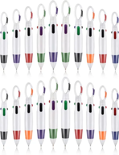 Miniatura 8 de Bolígrafos retráctiles, 12 bolígrafos multicolor 4 en 1 de 0.039 pulgadas con clip de mosquetón, bolígrafos de regalo para oficina, suministros