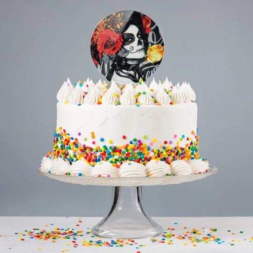 Miniatura 4 de Decoración acrílica para tartas de Día de los Muertos, Día de los Muertos, decoración de fiesta para boda, aniversario, cumpleaños, graduación