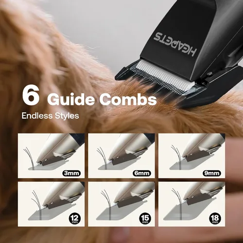 Miniatura 7 de HEAPETS Cortapelos para perros para aseo, bajo ruido, eléctrico silencioso, peine ajustable, cortapelo recargable inalámbrico para perros, gatos