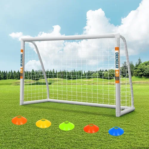 Miniatura 9 de ORIENGEAR Soccer Goal, 12x6/10x6.5/8x6/6x4 Full Size Soccer Goals for Backyard, Soccer Net with Training Discs, Portable Soccer Goal for Kids and