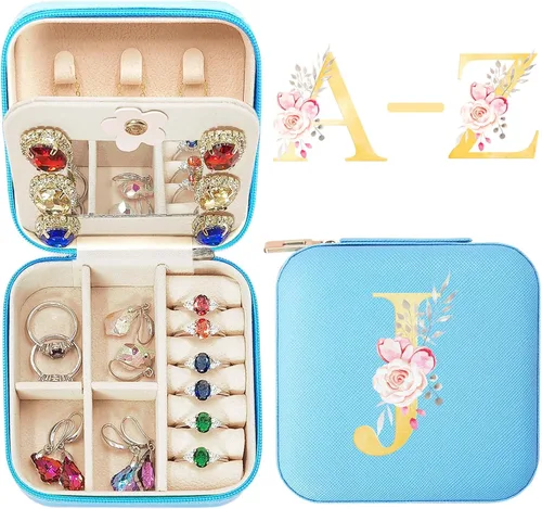 Joyero de viaje con monograma, organizador de joyas para mujer, organizador de joyas para mujer, anillo imprescindible de viaje, collar, aretes,