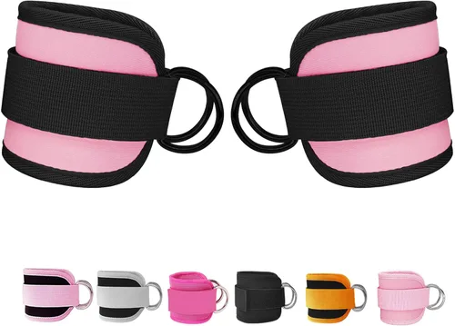 Miniatura 14 de Correas de tobillo de fitness para máquinas de cable, paquete de 2, cómodas y ajustables, puños de tobillo y muñeca acolchados, correas para piernas