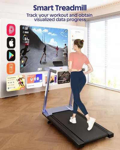 Miniatura 8 de Cintas de correr para el hogar, caminadora plegable 4 en 1 con inclinación, capacidad de 300 libras, caminadoras para correr para el hogar, espacios