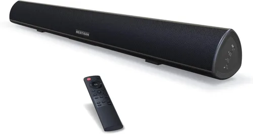 BYL - Barra de sonido, con cable y Bluetooth 5.0 | Altavoz inalámbrico para TV (70 cm, cable óptico incluido, DSP, bajo ajustable, montaje en pared)
