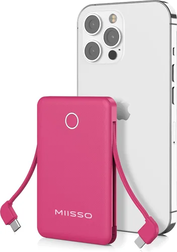 Miniatura 16 de Banco de energía ultra delgado de 6000 mAh, batería externa de 3 salidas compatible con iPhone, 2 unidades, color blanco y morado Paquete de 2 6000