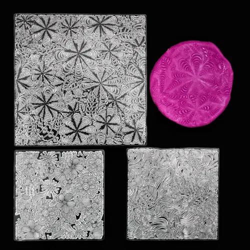 Hojas de sello de textura de silicona prémium para joyas de arcilla polimérica y aretes de arcilla, juego de 3 patrones florales y únicos, fácil de