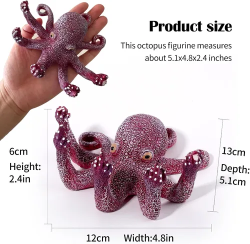 Miniatura 2 de Decoración de pulpo para acuario, vida marina artificial morada, dedos brillantes que mejoran el atractivo visual, adecuado para varias peceras