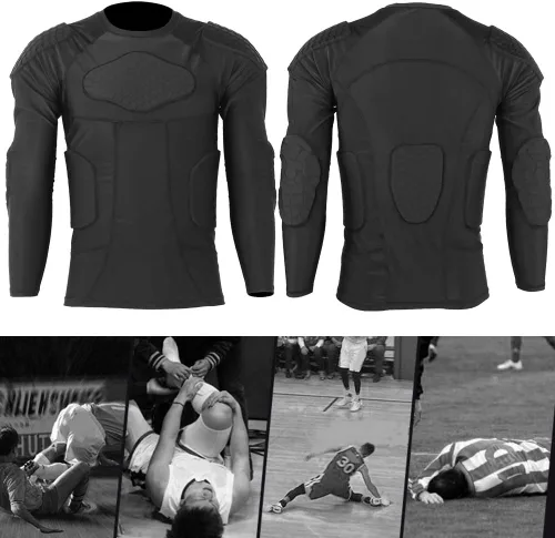 Miniatura 4 de VGEBY - Equipo de protección de fútbol acolchado, anticolisión, transpirable, antigolpes, protección contra golpes, compresión, acolchada, protector
