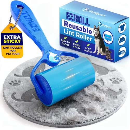 Miniatura 9 de PetLovers EzRoll - Rodillo de pelusa reutilizable – Adhesivo para toda la vida y removedor multiusos de pelo, polvo y pelusa de mascotas, para ropa